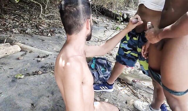 I found 2 dudes at a nude beach and we began deep throating their peckers