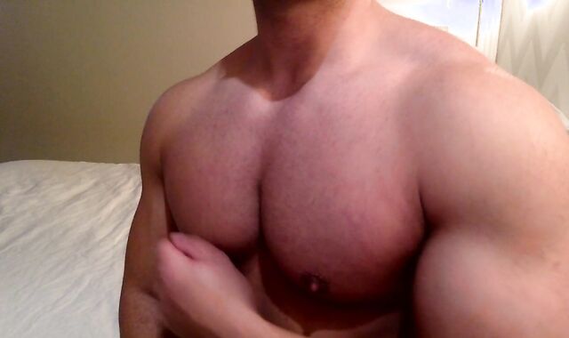 Lubing and adoring my good-sized bodybuilder torso and puffies
