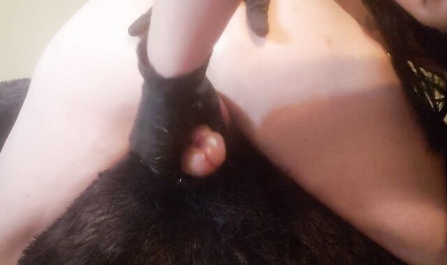 Gloved hands milk his beef whistle until he shoots a load. bum have joy included! ????????????