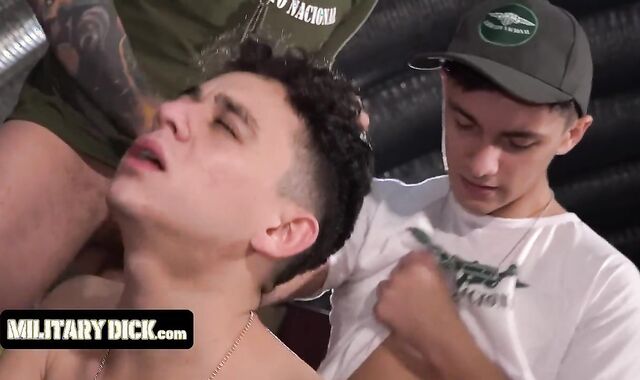 Military Spear - Virginal Latino Soldiers Go After The Sargeant's Orders And Open Their Butt Holes Wide