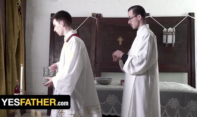 Nice And Spectacular Altar Fellow Felix O'Dair Lifts His Robe Up And Lets The Priest Breed Him - YesFather
