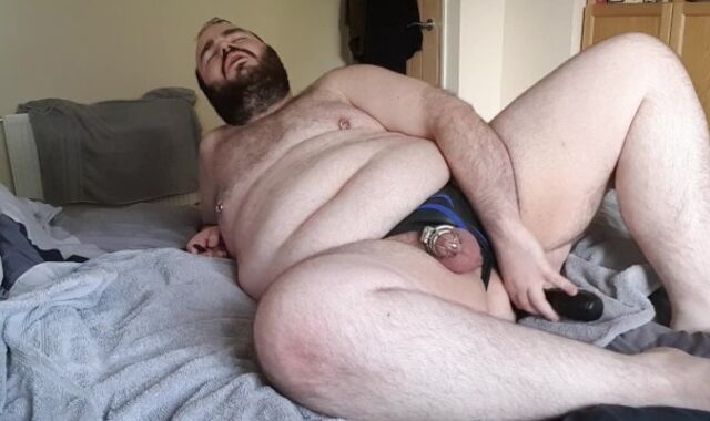 Obese caged jizm explosion