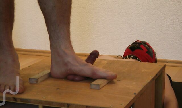 1 hour testicles stomping (stomp cell) with sneakers, shoes, barefeet, & jizz