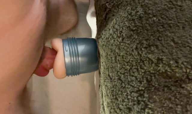 French Hetero Boy Torn Up his Fleshlight with his 8' Guy Prick (Noisy Cash-Shot)