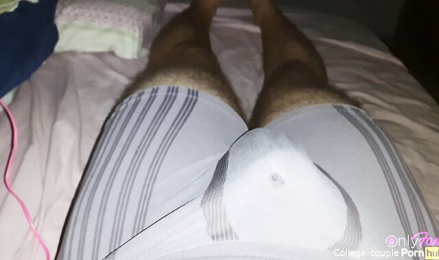 Jacking with two magic magic wands, cumming through underwear, jizz in boxers