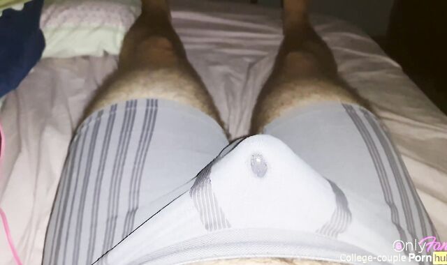 Jacking with two magic magic wands, cumming through underwear, jizz in boxers