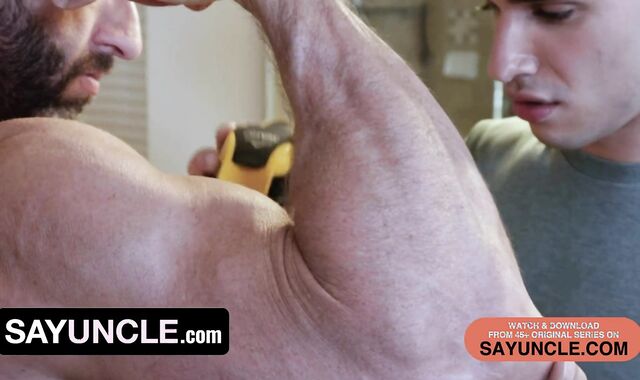 Shy Step Son-In-Law Rob Quin Helps Shaving His Hunk Step Daddy Muscled Madison's Sack - FamilyDick