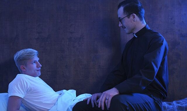 Supah-Super-Cute Ash-Blond Dude Jace Madden Submits His Virgin Rear Entrance To Freak Priest At Midnight - YesFather