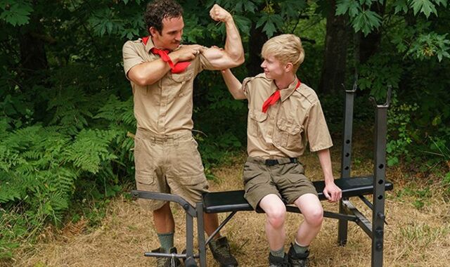 Boys At Camp - Slim Light-Haired Dude Gets Disrobed And Romped In The Forest By His Super-Supah-Horny Scout Leader