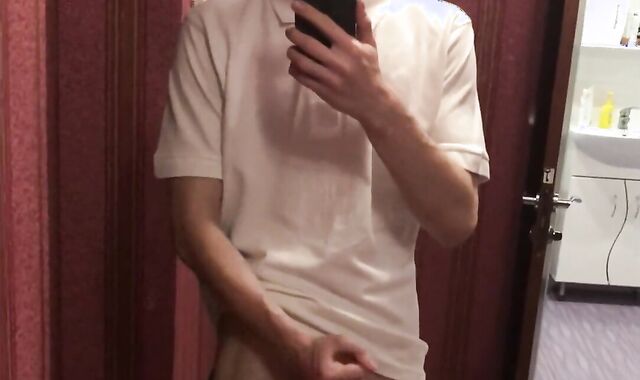 Wish Boy gorgeously Getting Off on herself at the Mirror / Huge Rod 23cm