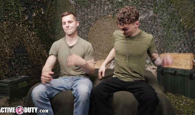 ActiveDuty - 2 Rock-Stiff Dicked Fresh-Comers Fuckin' & Blowing Each Other Off