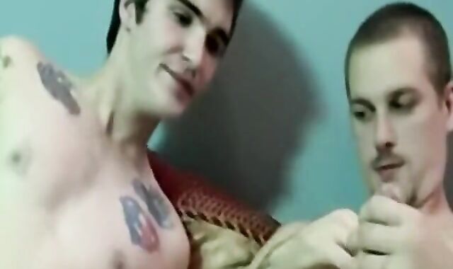 Tatted faggot Wrench leaned over after inhaling moist rigid-on