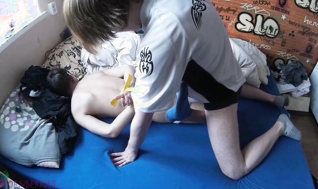 I woke up my teenie acquaintance by fuckin' his arse, then I used him and milked him off