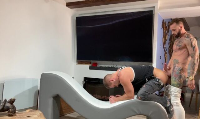 Sans A Rubber with supah-hot muscle inked fellow Frank Valencia