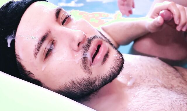 Bi-Curious cowboy screws step bro-in-law without a rubber in the pool and cum in gullet