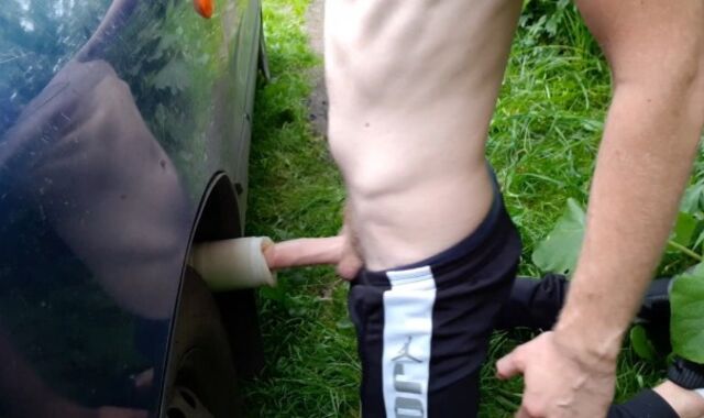 The dude in the forest pulverizes rock-rock-hard and humiliates an imaginary faggot