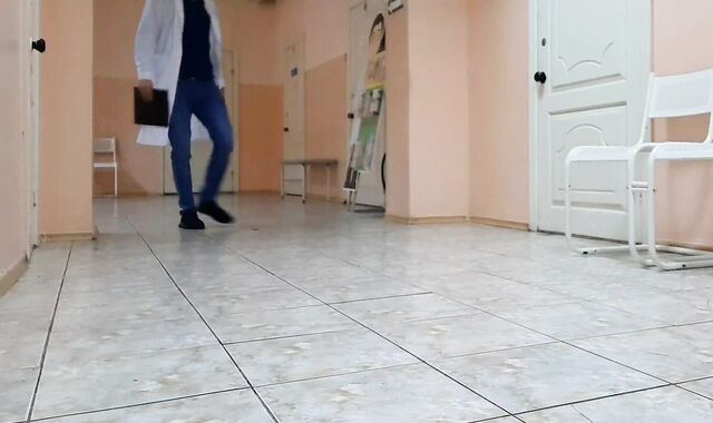 Russian young MEDIC secretly MASTURBATES in the rest room