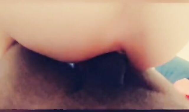 Yam-Sized caboose youngster riding his huge ebony beefstick bull