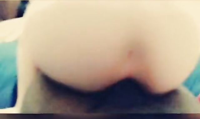 Yam-Sized caboose youngster riding his huge ebony beefstick bull