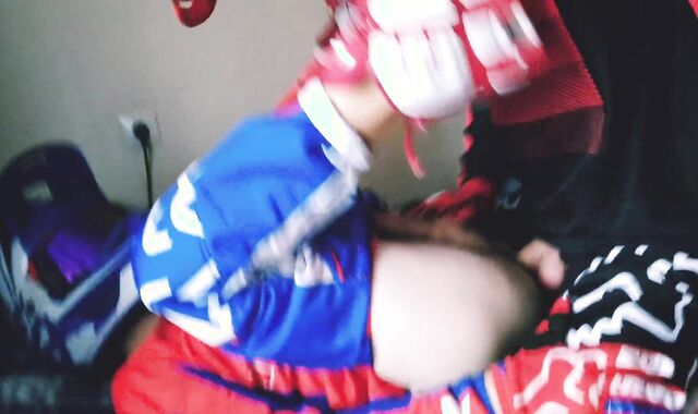 Motorcyclist boinks homie in motorcycle gear and mxhelmet