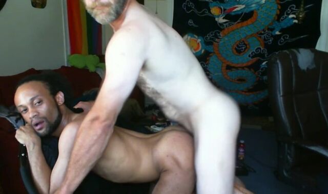 Ginormous Manstick Daddy Ravages Super-Hot Bi-Racial Unshaved Guy Without A Love Glove