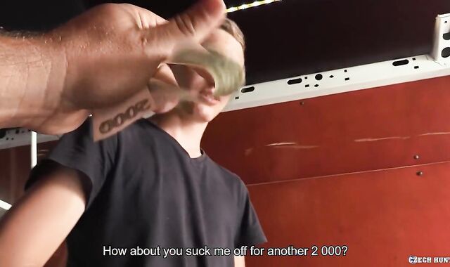 BIGSTR - Jaw-Pulling Down Dude Accepts Money From A Stranger & The 2 Drive In The Fileds To Get Nailed