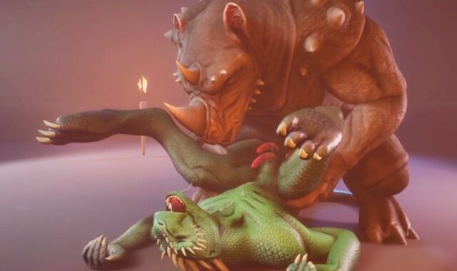 Scalie Reptile (Corbac) Gets Milked by Hefty Cock Rhino (Faggot Hookup) | Crazy Life Wool Coated