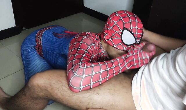 I nail Spiderman throat with my XXL guy salami