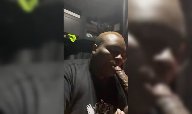 10 inches of FAT EBONY STIFFY Trucker Salami gets head