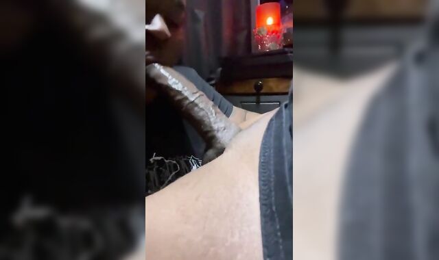 10 inches of FAT EBONY STIFFY Trucker Salami gets head