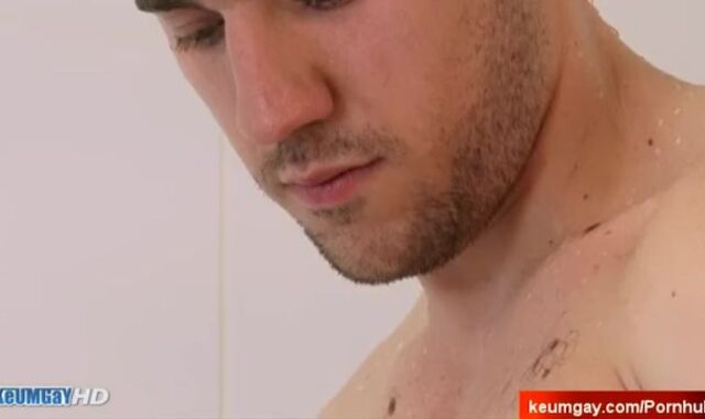 Delivery stud gets filmed rock rock-hard man meat in a shower in spite of him.