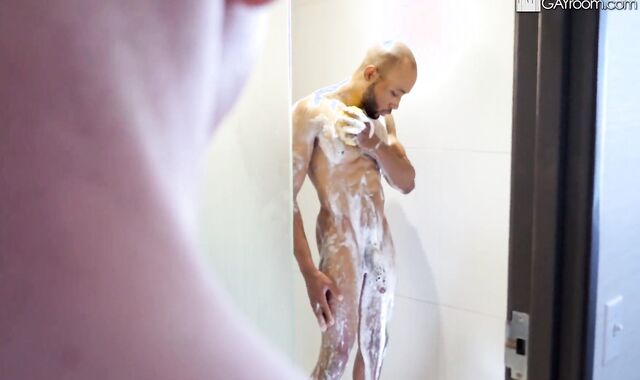 ShowerBait Moist Douche Ravage With 2 Good-Sized Guy Meat Hairy Men