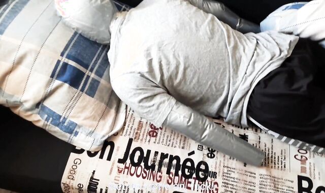 Russian boy pounds an inflatable female