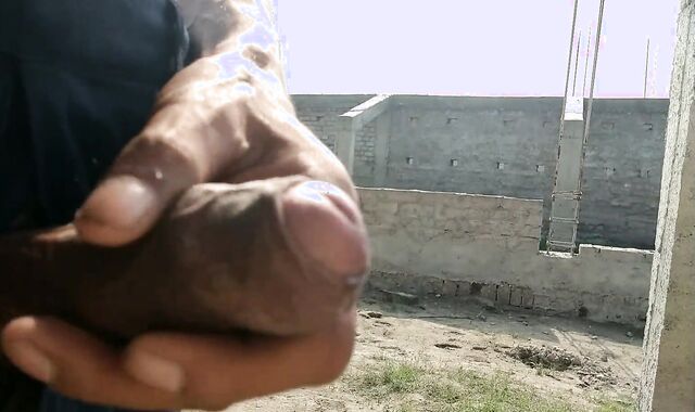 Indian phat guy rod forearm-job in public places and spunk shot