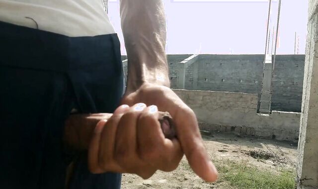 Indian phat guy rod forearm-job in public places and spunk shot