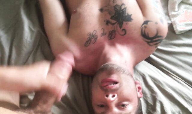 Russian boy deep fellating XXL cum-pump