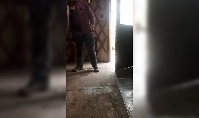 Wild Wilderness Fellow drains his stiff stiffy after a rock hard day on the trail