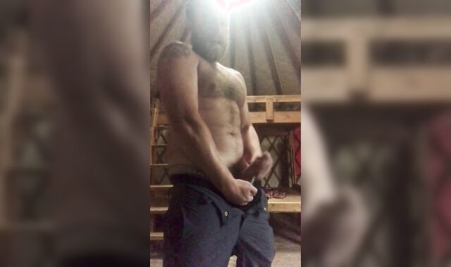 Wild Wilderness Fellow drains his stiff stiffy after a rock hard day on the trail