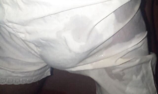 Trussed College Man Can't Hold It Anymore So He Pisses In His Beautiful Undies