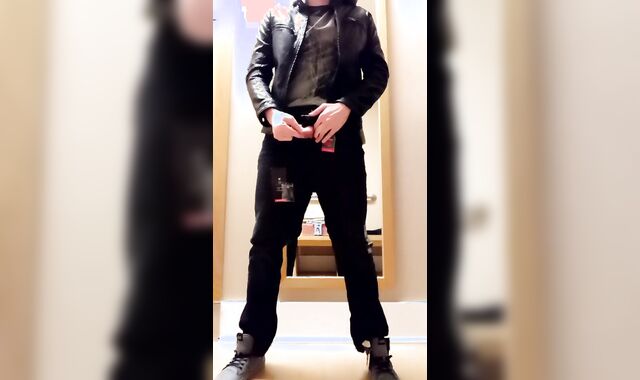 Trying on New Leather Jacket with Spunk