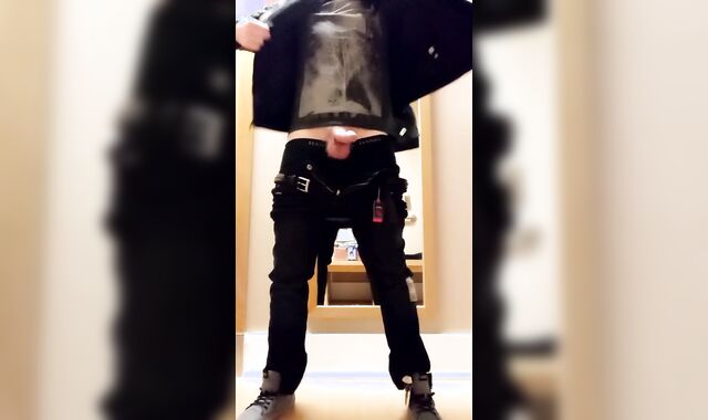 Trying on New Leather Jacket with Spunk