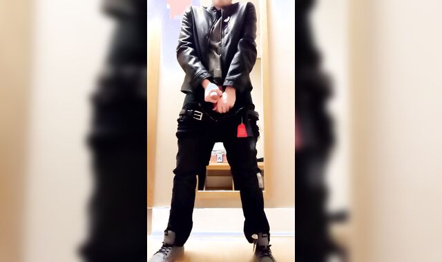 Trying on New Leather Jacket with Spunk