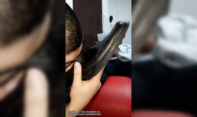 The Boss Jerks Off & Gets His Footwear, Socks and Feet Worshiped