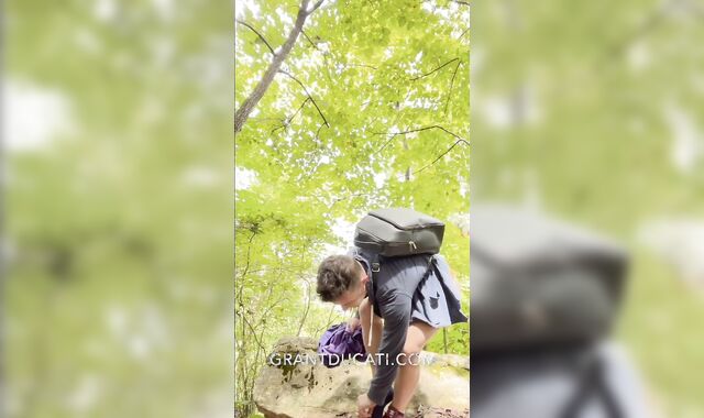 Naked Hike Thru the Forest with a Good-Sized 8" Chisel and Slick Figure