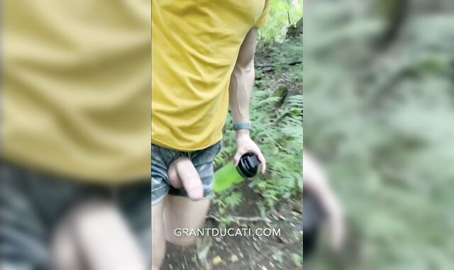 Naked Hike Thru the Forest with a Good-Sized 8" Chisel and Slick Figure