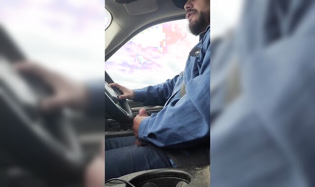 Blue neck harness worker jerks driving to work