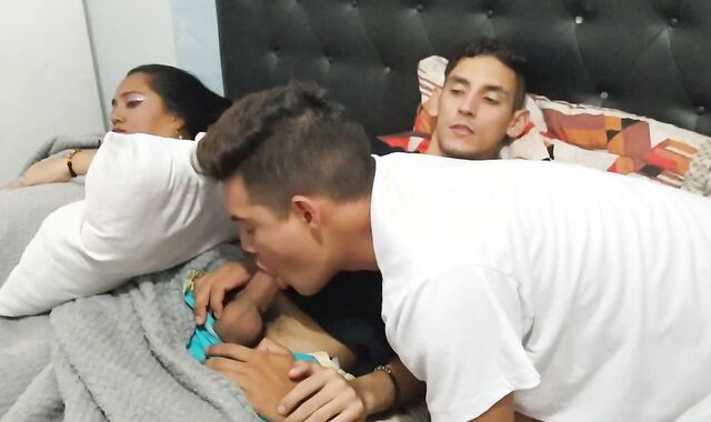 I gargle my stepbrother's schlong with my stepmother next to me....