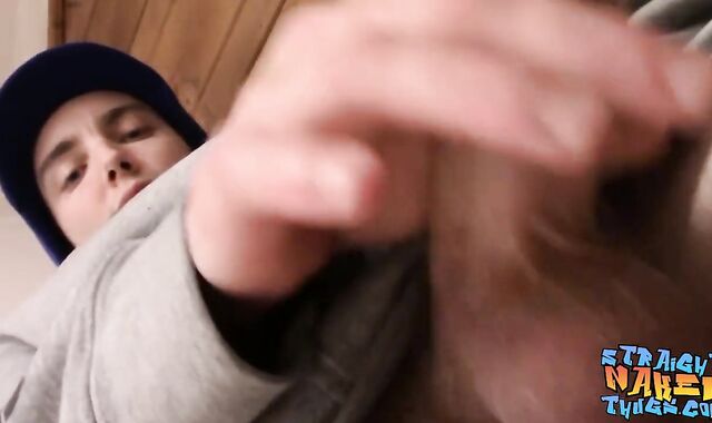 Heterosexual thug Blinx tugging while demonstrating off tats