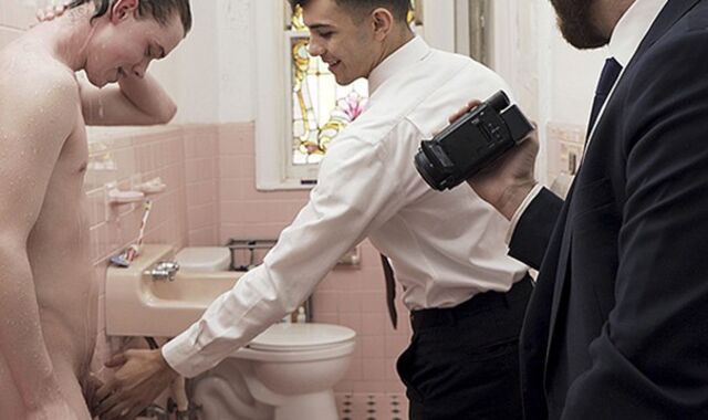 Ultra-Super-Cute Curly Youngster Mel Grey Gets Astonished And Plowed By 2 Fuck-Sticks In The Bathroom - Missionary Dudes