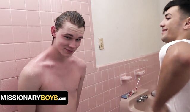 Ultra-Super-Cute Curly Youngster Mel Grey Gets Astonished And Plowed By 2 Fuck-Sticks In The Bathroom - Missionary Dudes